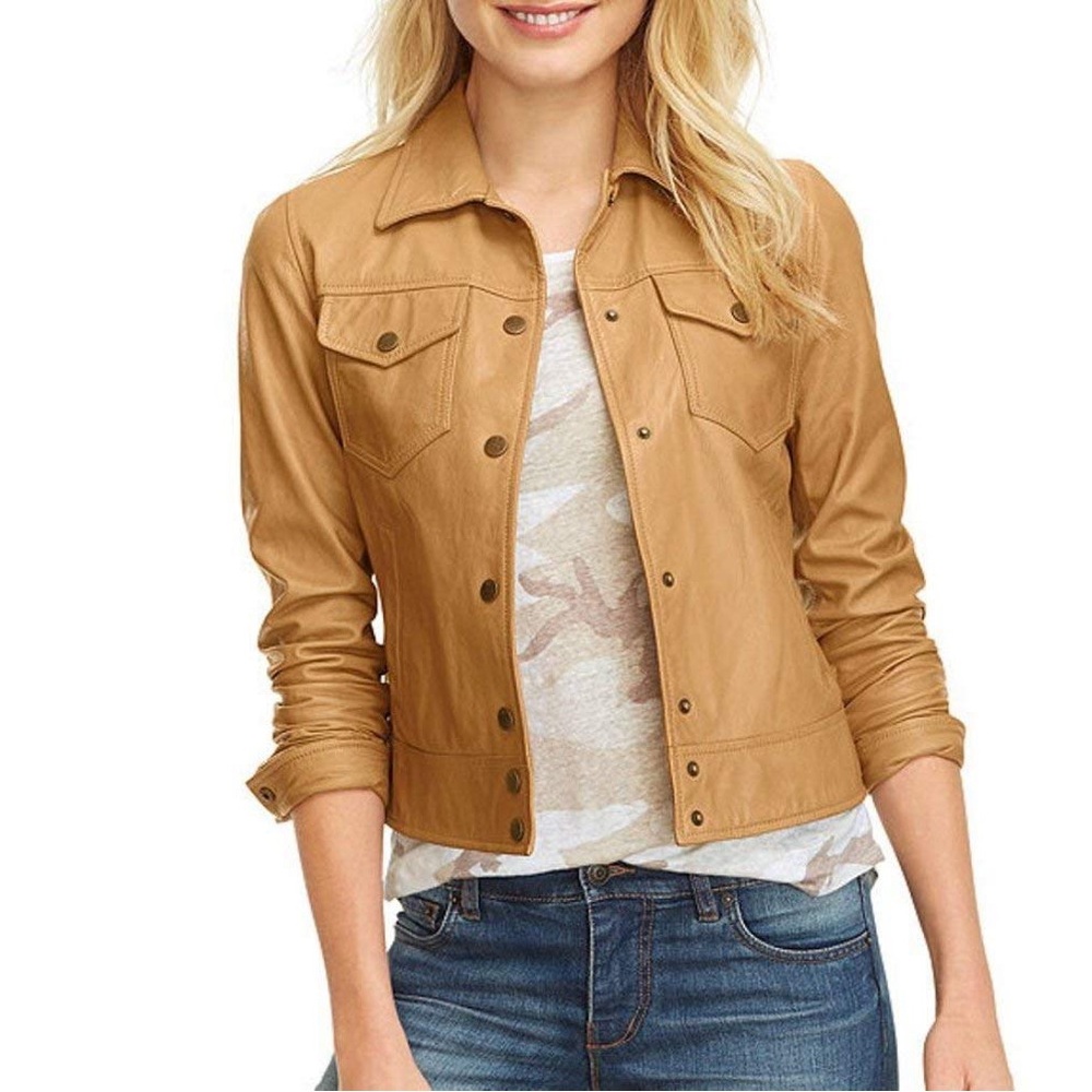 Isaac Mizrahi Camel Leather Jacket